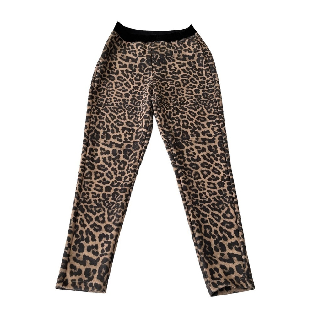 Zara Basic Leopard Print Faux Suede Leggings Size… - image 1